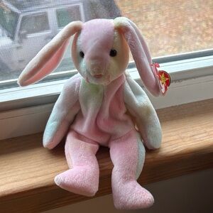 Ty Plush Bunny in Soft Pink and White